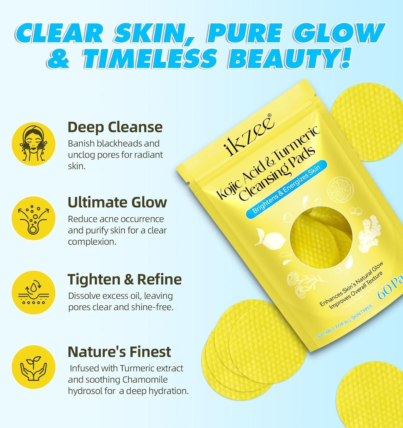 Turmeric Kojic Acid Cleansing Pads (Pack of 60 Pcs)